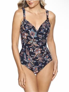 NWT Miraclesuit One Piece Swim Suit Paisley Siren Print Size 12